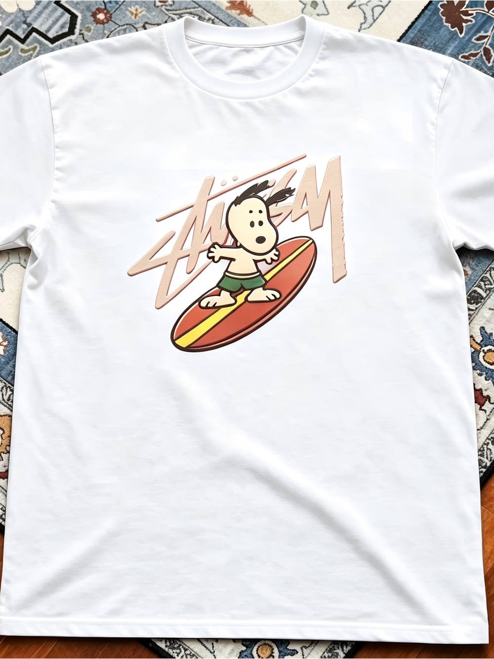 Retro Snoopy Surfing Stussy Style Graphic Womens Mens T-shirt Unisex